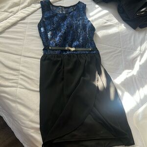 Black and blue dress.